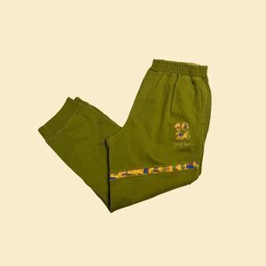 Y2K Miskeen Originals sweatpants, size 4X vintage green/yellow baggy pants